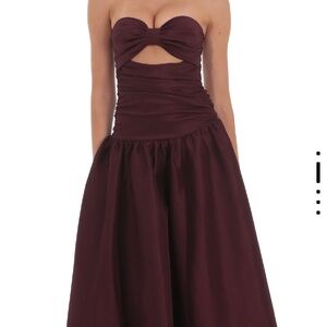 Lucy in the Sky Strapless Burgundy Dress